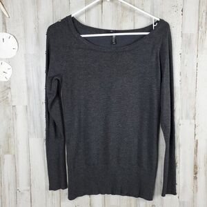 Ravel Button Detail Sweater Dark Gray Size XS